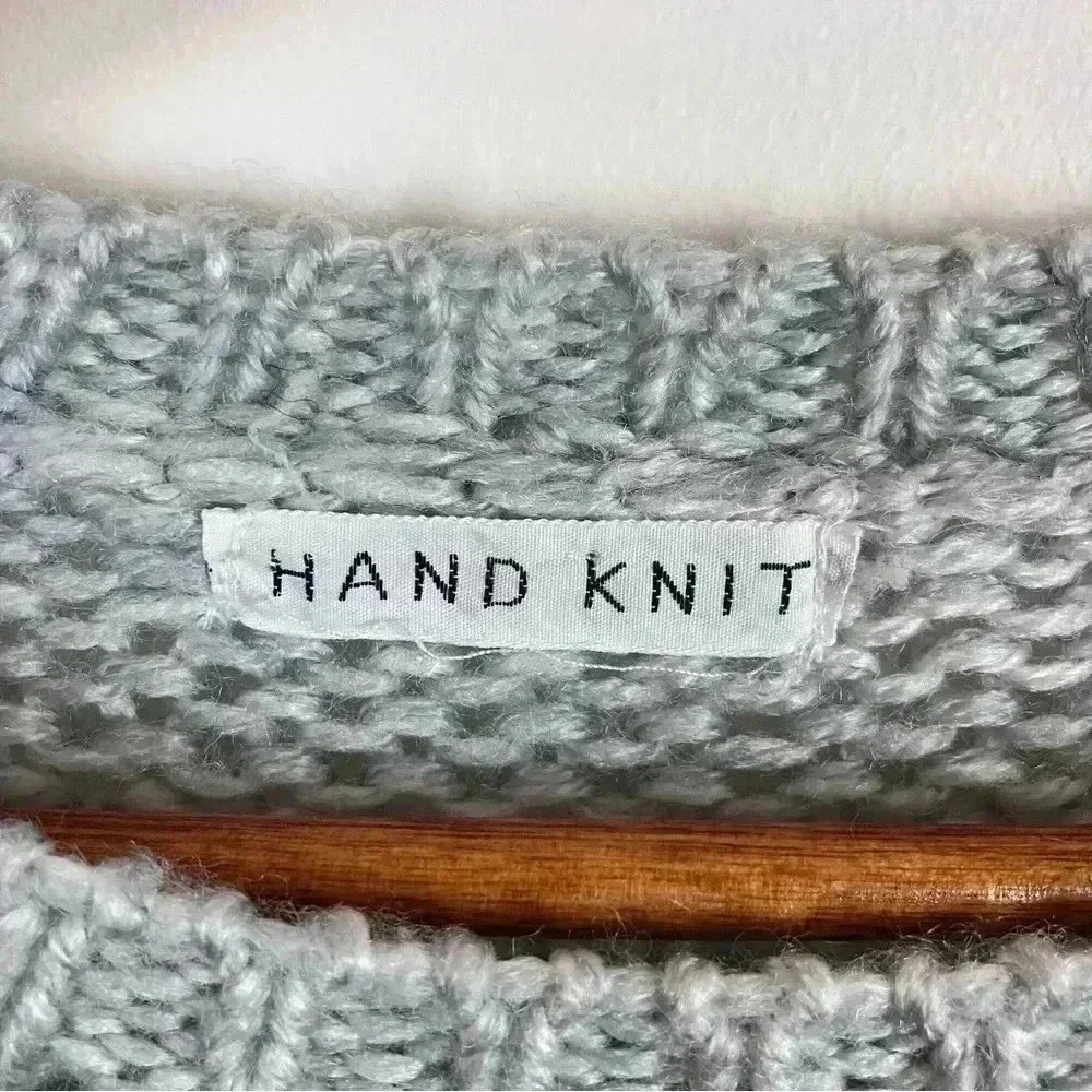 Women's hand-knit Sz.L Striped Sweater with beads Cottagecore 90s/Y2K - Picture 2 of 5